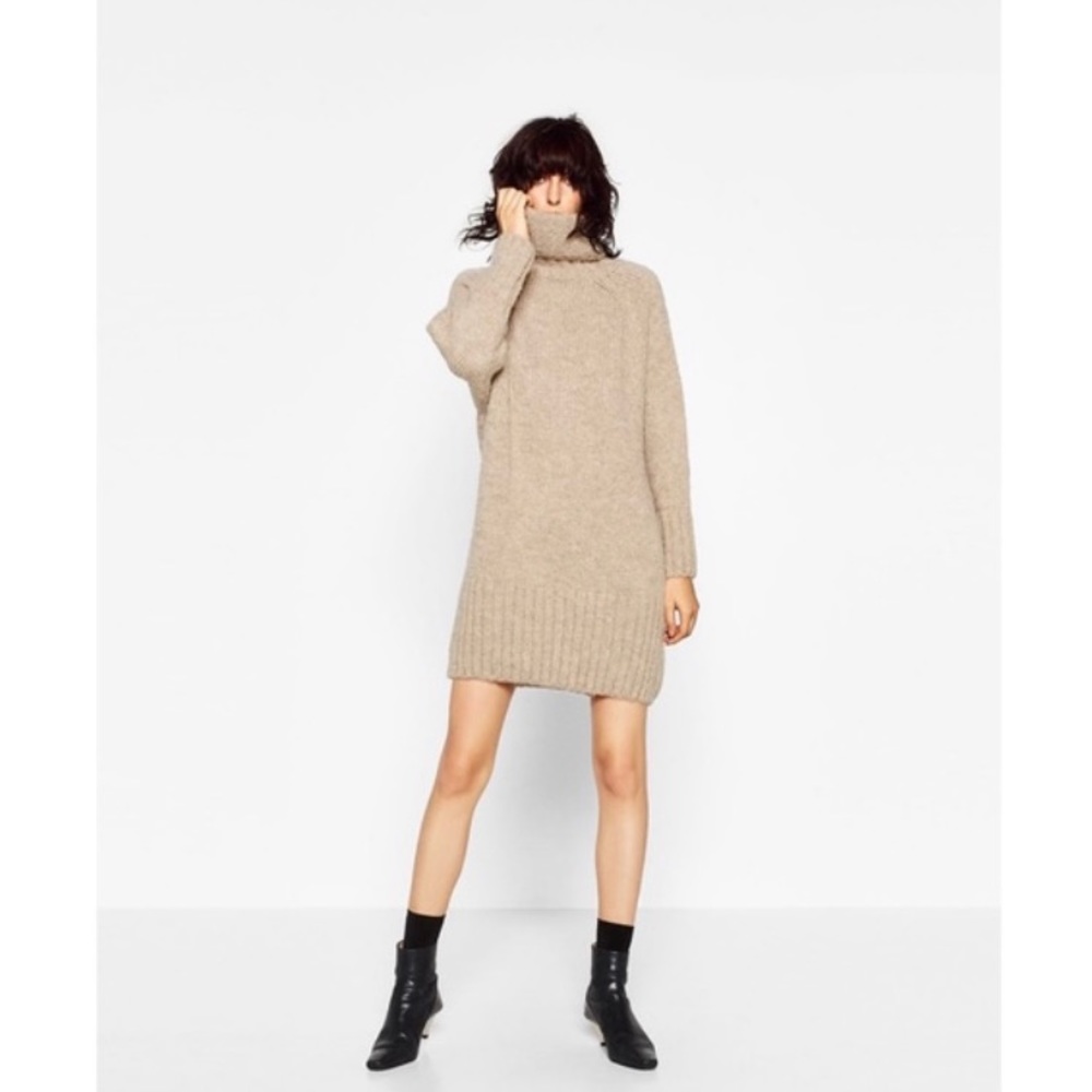 Zara Turtleneck Knit Wool Tunic Dress